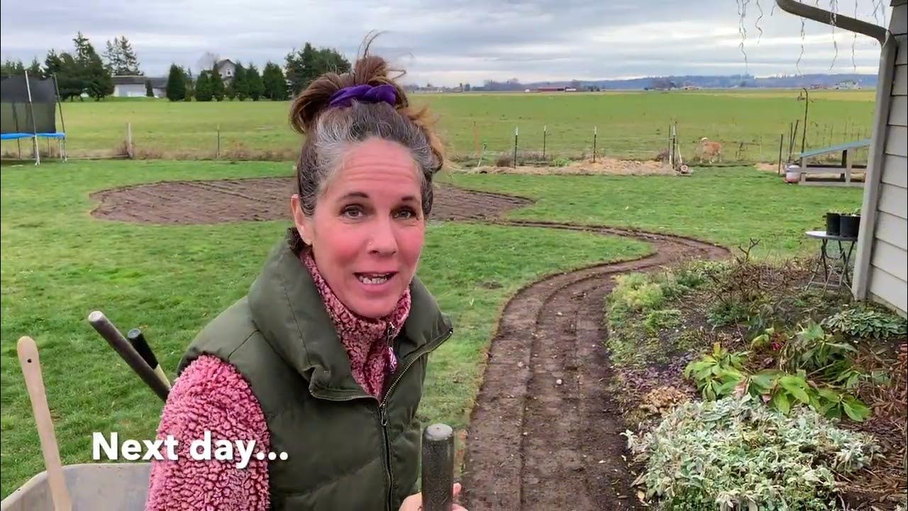 Gazebo Building Step One removing sod and building a gravel pathway
