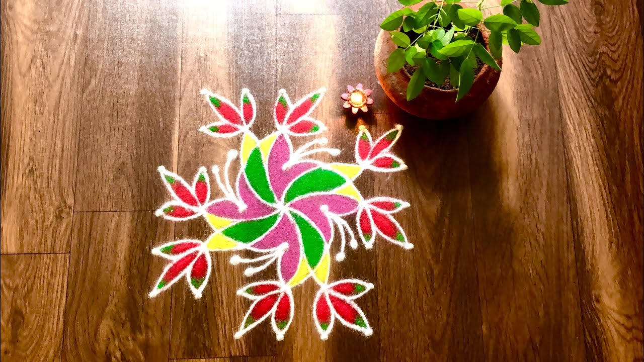 7*7 straight dots simple rangoli #rangoli - YouTube