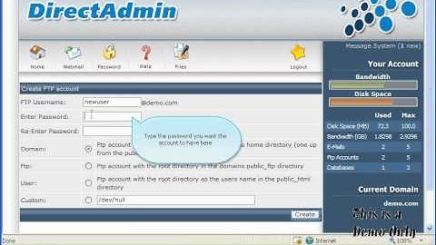 Tạo tài khoản FTP (Direct Admin)