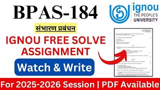IGNOU BPAS-184 Hindi 2025-2026 Solve Assignment | IGNOU Free Solve Assignment 2025-2026 | IGNOU |