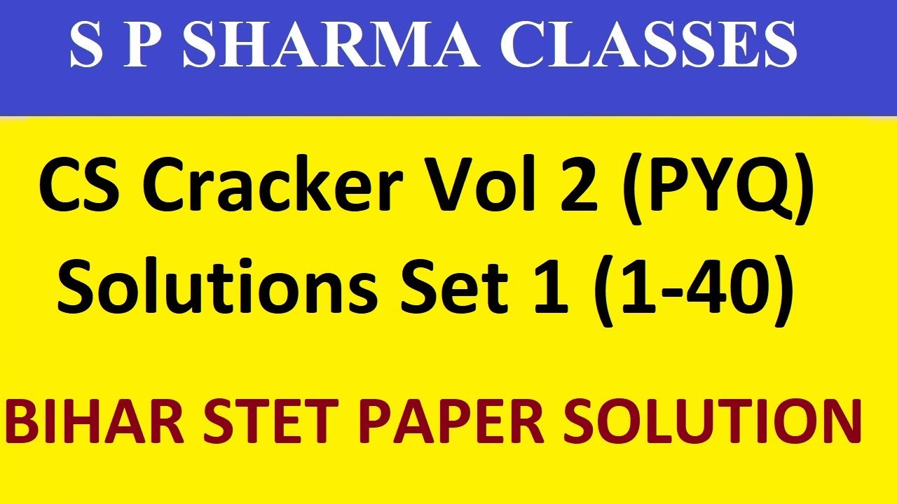 CS Cracker Vol 2 (PYQ) Solutions Set 1 (1-40) - YouTube
