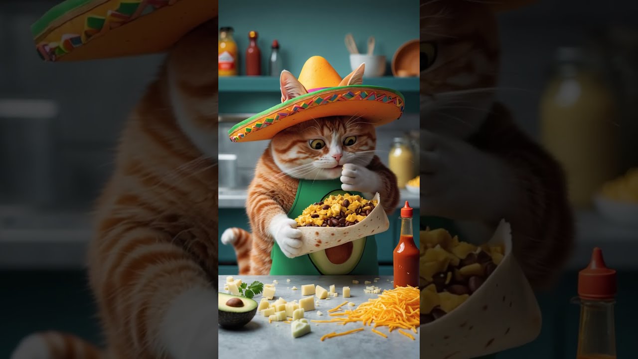 The Cutest Chef Ever Sombrero Cat Cooking Magic Funnycat Kitty Cookingcat Orangecat Tabbycat