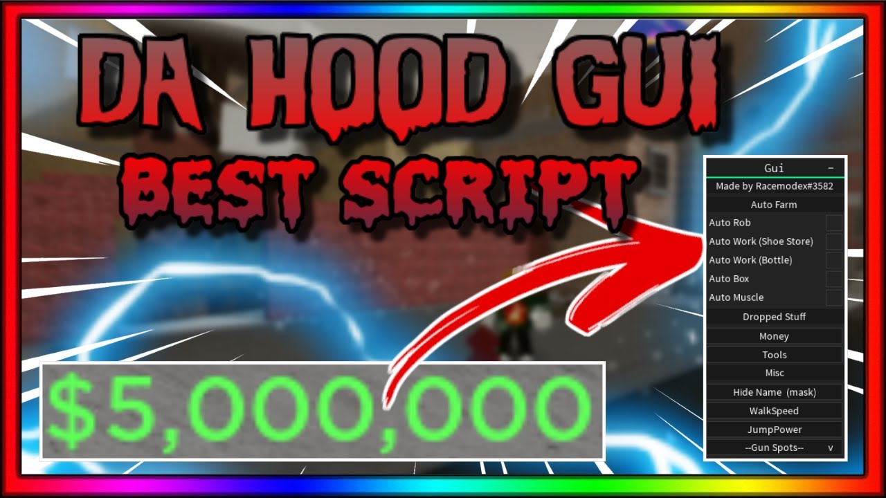 Best Free Gui Roblox Da Hood Script Hack Autorob Unban Script 100 Buttons New Op Youtube - roblox best free gui script