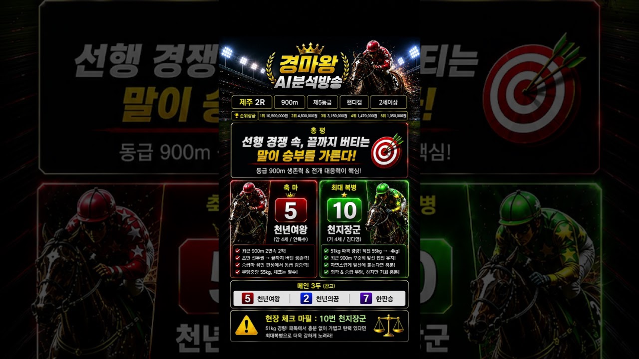 치열한 선행경합! 끝까지 버틸말은?(8월8일 제주2경주)