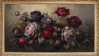 4K UHD Floral Still Life | Red Roses Vintage Painting | Cozy Home Decor Art Video screenshot 2
