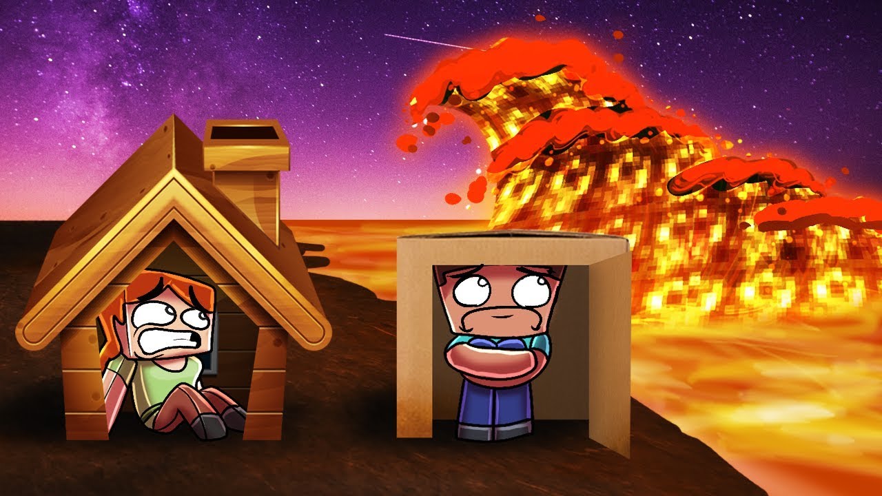 Minecraft BASE VS LAVA TSUNAMI CHALLNEGE! (Lava Tsunami Burns The