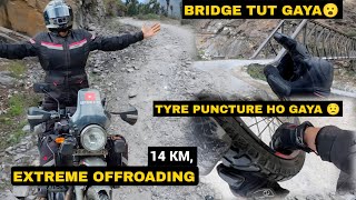 Kalpeshwar 14Km Extreme Off-Road Bridge Tut Gaya Tyre Puncture Solo Ride Ep-3