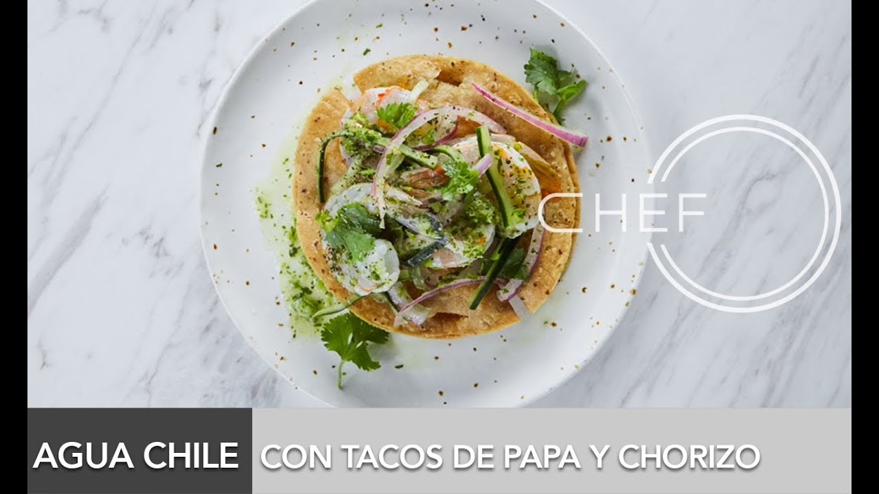 Aguachile con tacos de papa y chorizo recipe for dinner party for 6