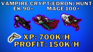 VAMPIRE CRYPT(EDRON) HUNT | (XP: 700K/H PROFIT: 150K/H) EK 90+ / MAGE 100+ | TIBIA
