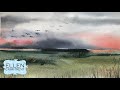 Watercolor Abstract Landscape Painting for Beginners/ Step by Step tutorial