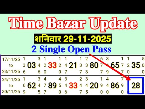 Time Bazar Today 29-11-2025 Saturday 2 Single Open Pass Successful 