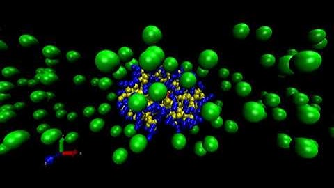 LAMMPS G6 Dendrimer in a tube with crowders.
