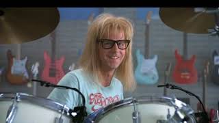 Garth plays drums