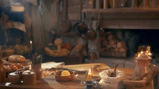 17th Century Kitchen Ambience | Cinematic ASMR (crackling fire, cooking sounds, no talking)
