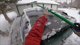 Watch me use a leaf blower on heavy wet snow & plow snow with john deere tractor