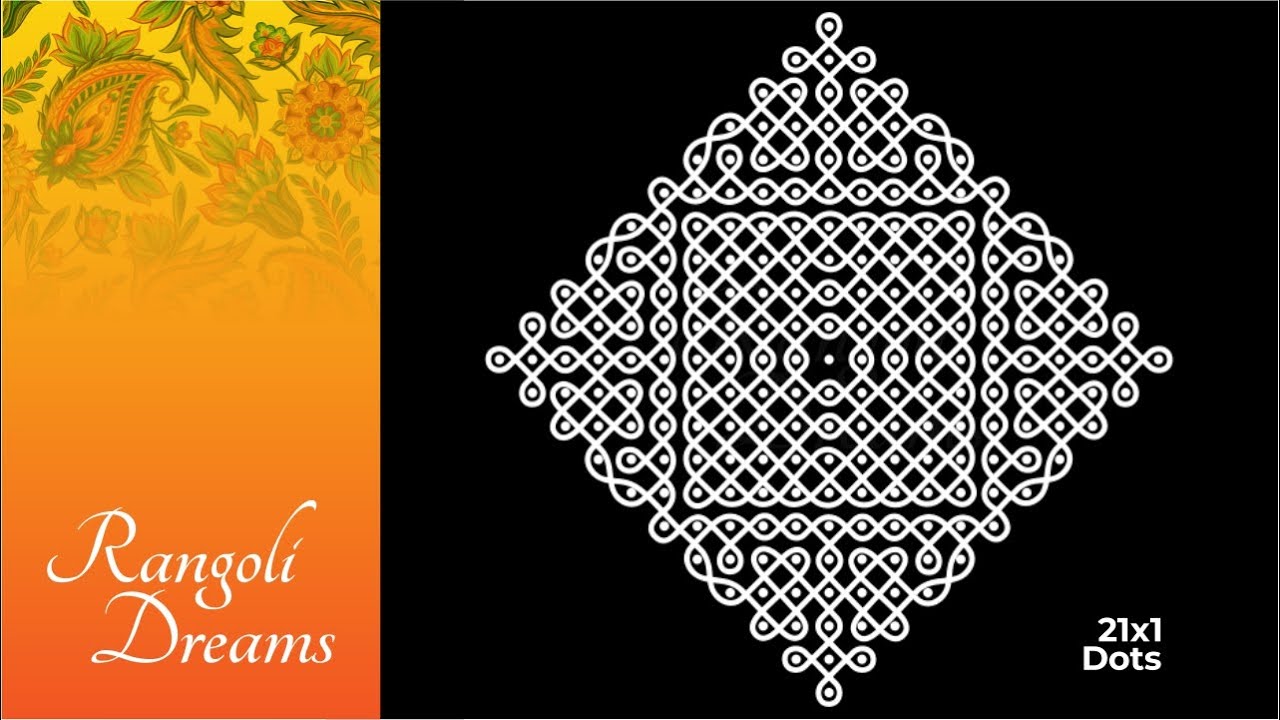 Very Big 21 Dots Festival Sikku Kolam 21x1 Dots Rangoli