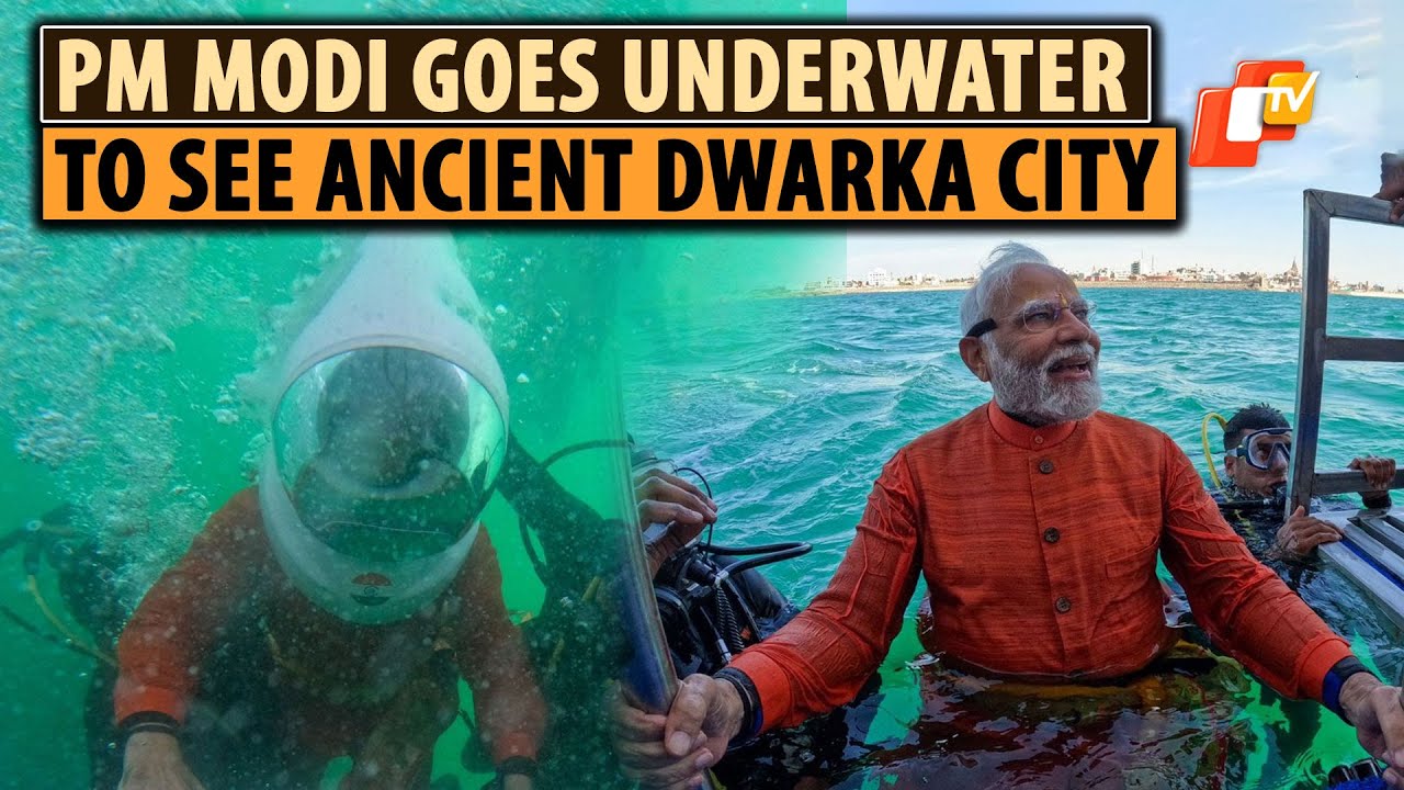 PM Modi Offers Prayers Before Submerged Dwarka City By Diving PM Modi Offers Prayers Before Submerged Dwarka City By Diving