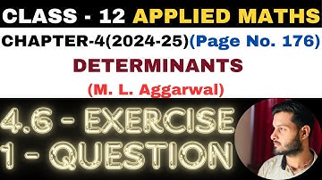 1 Question Exercise 4.6 l Chapter 4 l DETERMINANTS l Class 12th Applied Maths l M L Aggarwal 2024-25