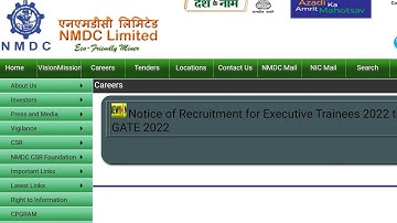 NMDC Recruitment 2021 | NMDC through GATE 2022 | NMDC GATE 2022 | NMDC | Latest Jobs 2021