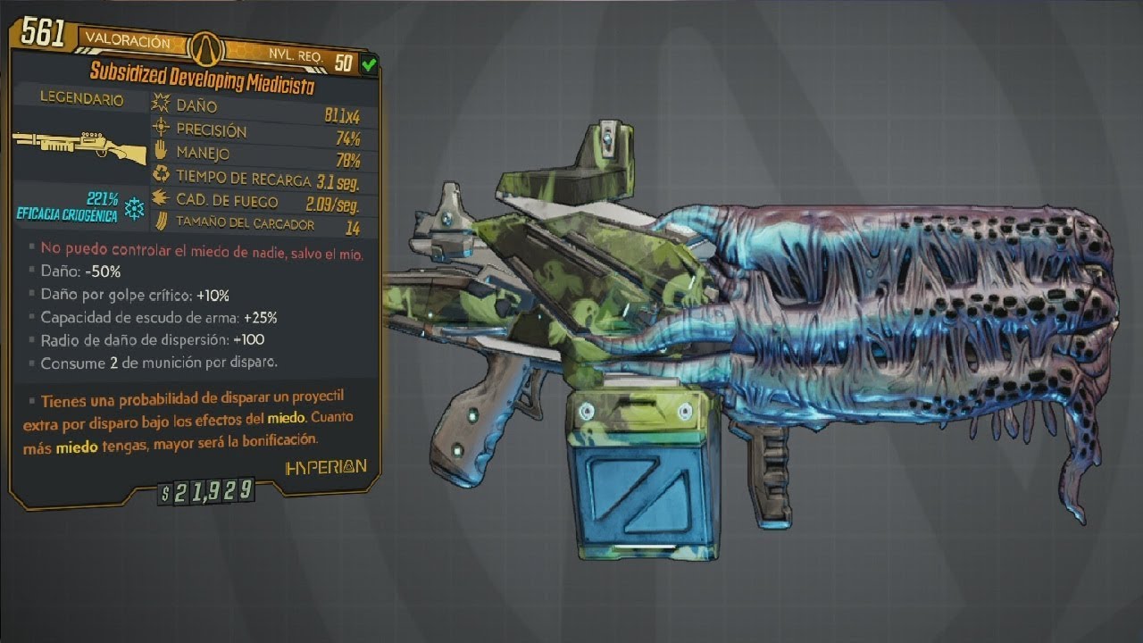 Borderlands 3 Guía de armas legendarias Miedicista ``No puedo controlar el miedo de nadie,...´´
