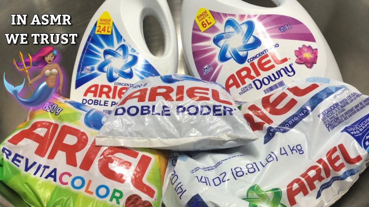 ASMR🧜🏽‍♀️ Super Ariel Overload: Blue Ariel, Purple Ariel, Pink Ariel Powders and Detergents + more