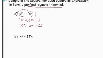 5 4 finding a perfect square trinomial by comp sq