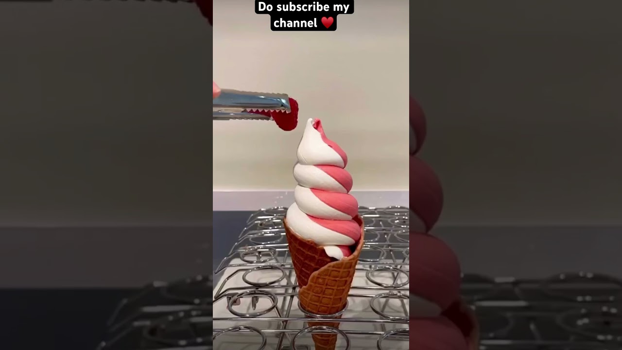 Soft serve swirl vanilla raspberry icecream 