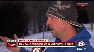 Man critical after falling through ice while fishing on Martinsville pond