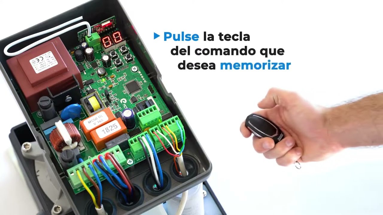 ✅Programar mandos FALK en placa Motorline MC50 de motores de puertas correderas BRAVO500, SLIDE800