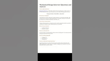 mechanical design engineer interview questions #mechanicalengineering #mechanical #designengineer
