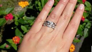 10k White Gold 3/4ct Moissanite 3-piece Anniversary Stackable Ring Set-TwoBirch-TB-RS-0002