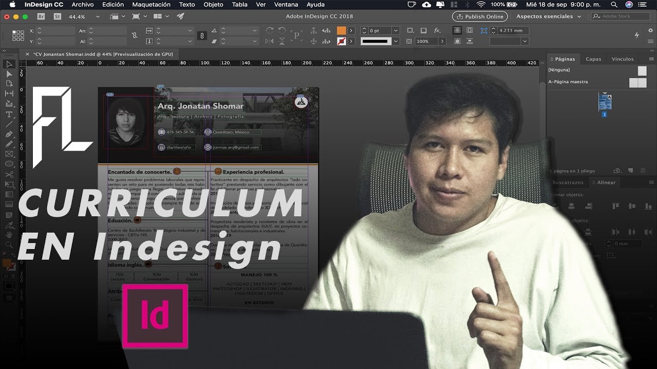 Como hacer un currículum CV en Indesign (ARQ-DISEÑO-CUALQUIER CARRERA ...