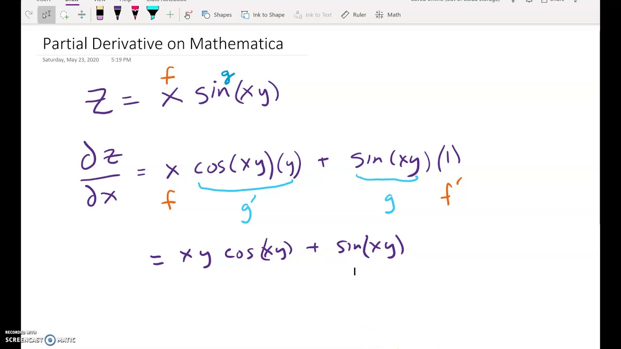 mathematica partial derivative