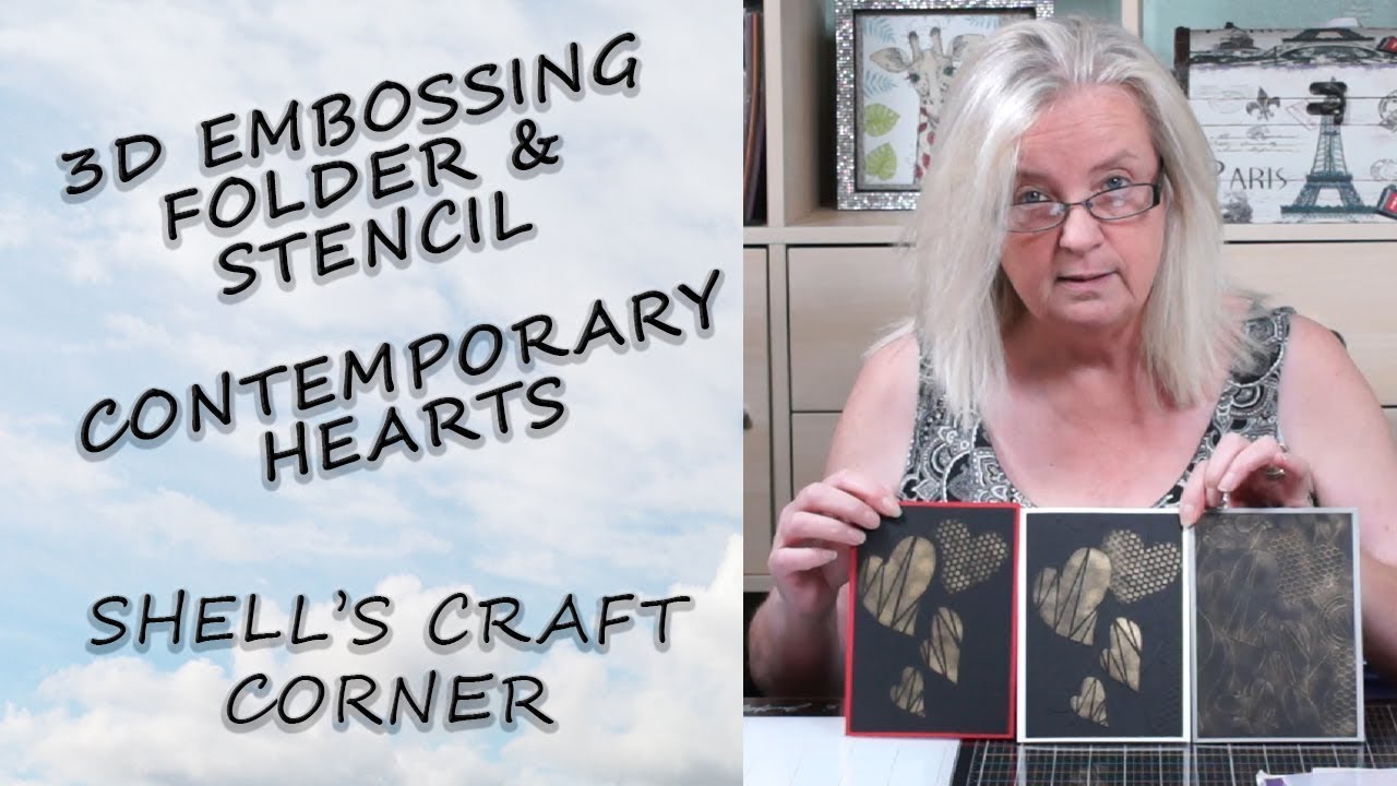 3D Embossing Folder & Stencil - Contemporary Hearts - Shell's Craft Corner