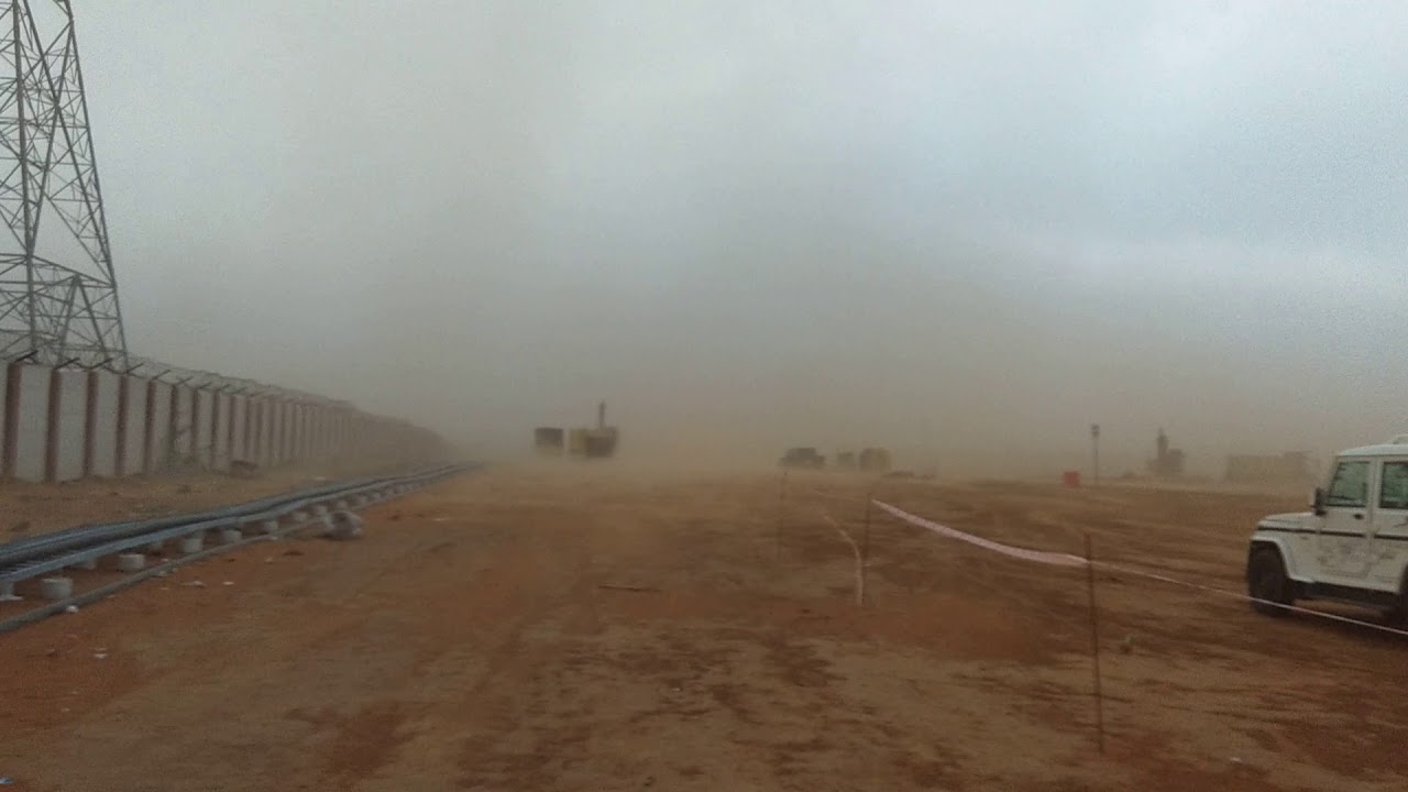 Storm at Rewa Ultra mega solar power plant.