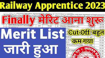 Railway Apprentice merit list जारी, ITI Pass Railway Apprentice merit list 2023, RWF merit list 2023