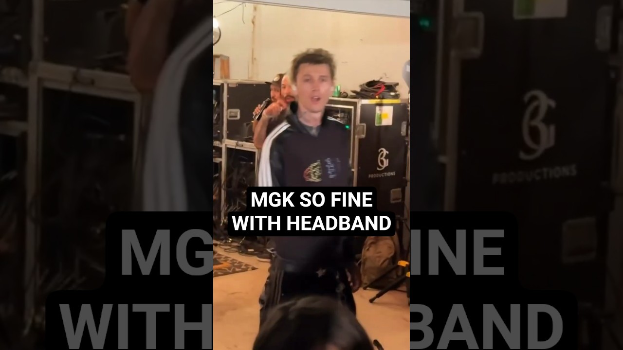 mgk looks so fine with a headband. mgk performed cliche at Jeremy Scott x Adidas party on July 17!