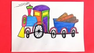 Tren, tren nasıl çizilir,kolay, Basit, renkli, How to draw a train Resimi