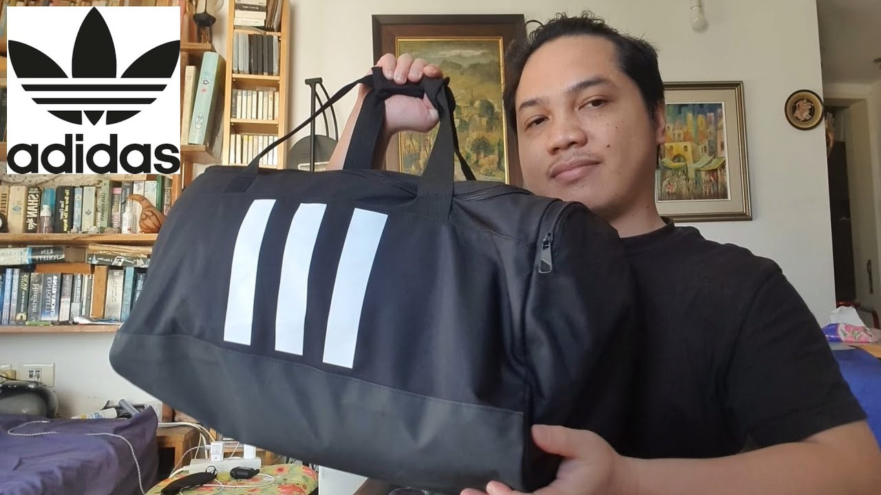 New M size Adidas essential logo duffel bag medium size., Men's Fashion,  Bags, Sling Bags on Carousell