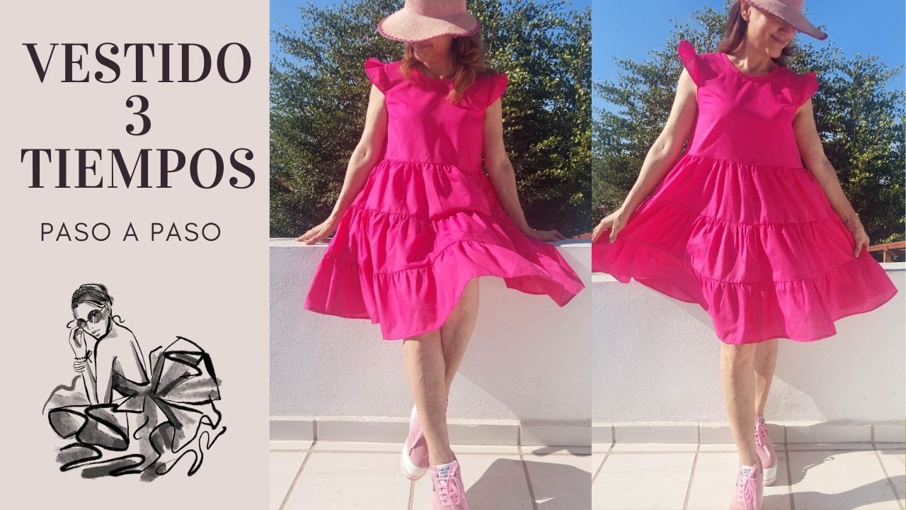 PASO A PASO!!! VESTIDO 3 TIEMPOS MANGAS CASQUILLO CON VOLANTES