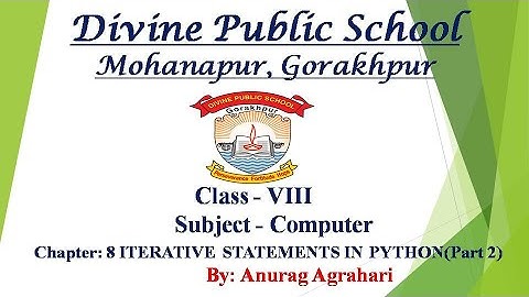 Class - 8 Sub - Computer Chapter - 8 Iterative Statements in Python (Part 2)