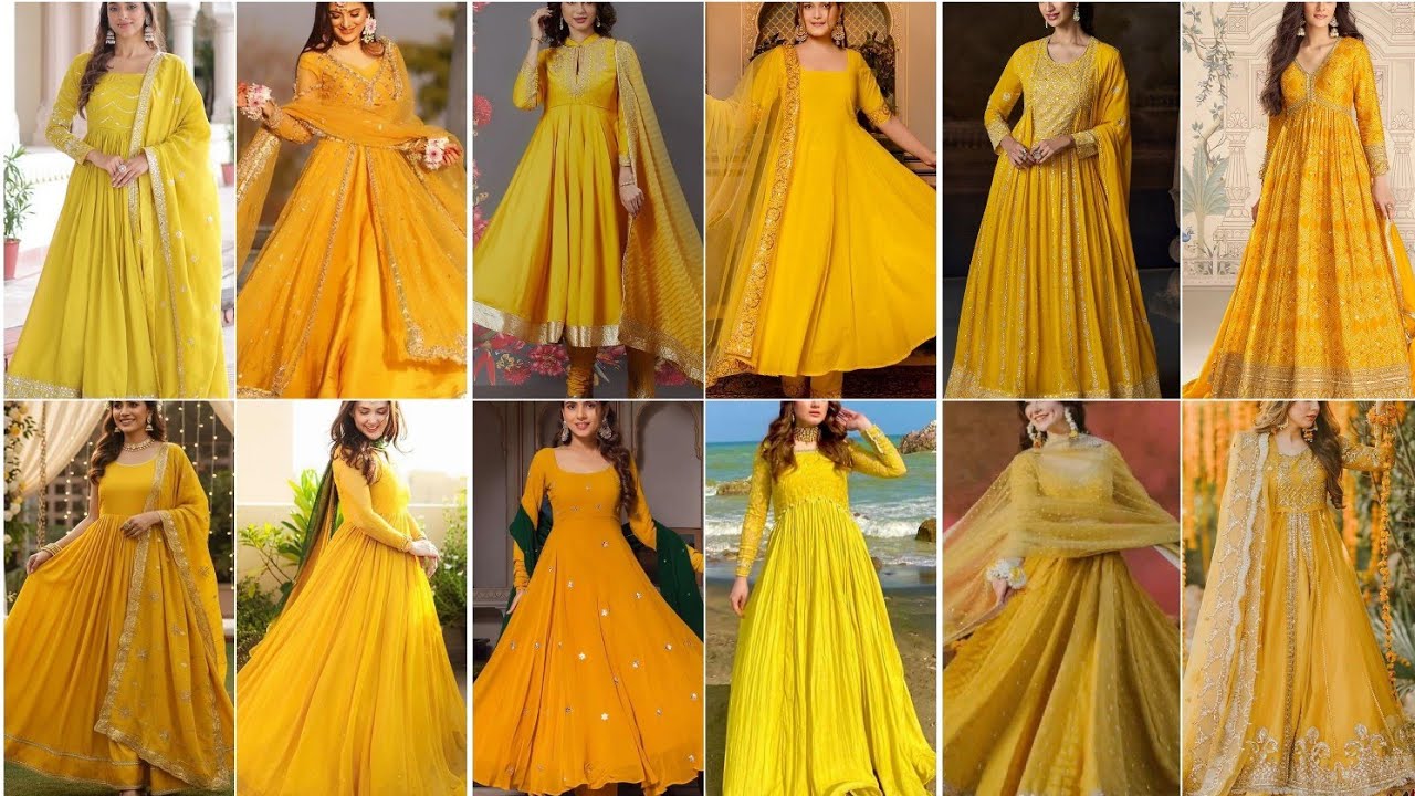 Sab Say Hat K Simple Or Stylish Yellow Color Anarkali suit design ideas for girls 2026