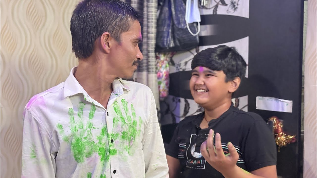 Baccho ne khub holi kheli #happyholi #familyvlogs #dailyvlog #varshakiduniya 