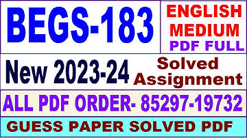 begs 183 solved assignment 2023-24 in English / begs 183 solved assignment 2024 / begs 183 2024