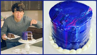 How to Make a Galaxy Mirror Cake