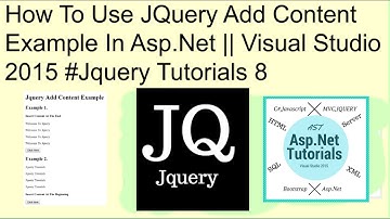 How to use jquery add content example in asp.net || visual studio 2015 #jquery tutorials 8