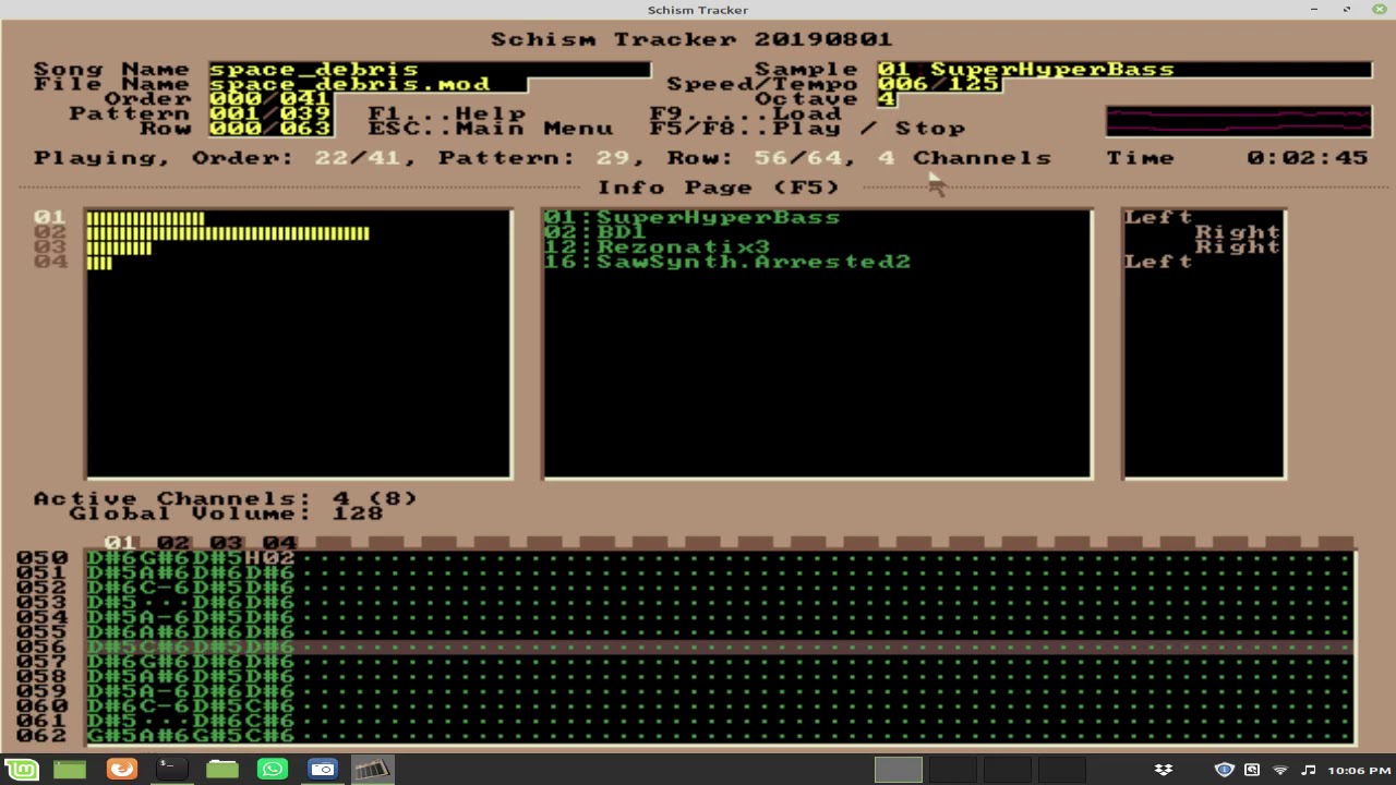 Schism Tracker playing space_debris