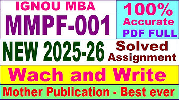 MMPF 001 solved assignment 2025-26 in English || mmpf 001 solved assignment 2026 || ignou mmpf1