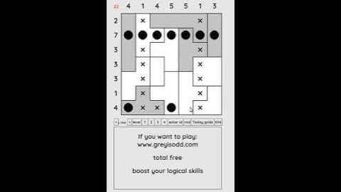 Grey is Odd - Today grids. Solution level 3 7X7 dated 08-07-2024 #logicpuzzles #logicgames  #games
