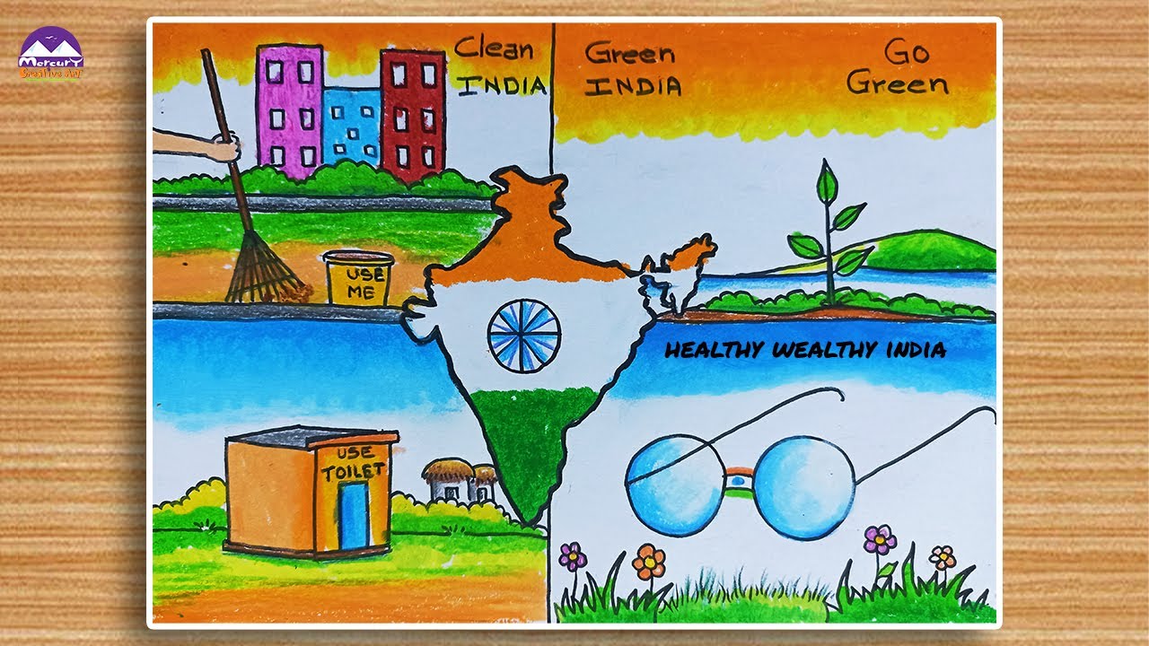 How to draw swachh bharat abhiyan oil pastel drawing  competition drawing  easy  YouTube